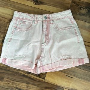 pink denim shorts